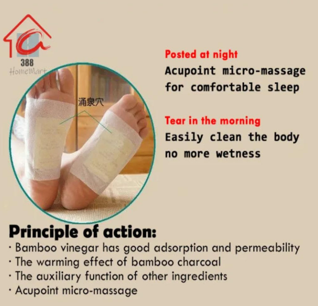 Herbal Detox Foot Pads Pack of 2 (20 Patches) – Bamboo Vinegar, Natural Ingredients & Acupoint Micro-Massage Formula