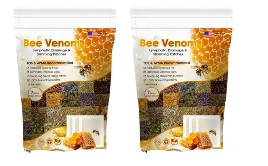 Bee Venom Foot Patches Stress Relief Detox Patch Solution, Belly Drainage Lymphatic Drainage, Cleansing Toxin Remover Foot Pads Deep Sleep Patch For Men & Women (Pack of 2=20 Patch)