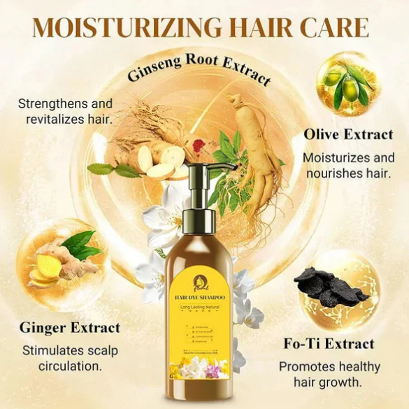 Japanese Long-Lasting Hair Dye Shampoo – Plant Extract Formula (Buy 1 Get 1 FREE)