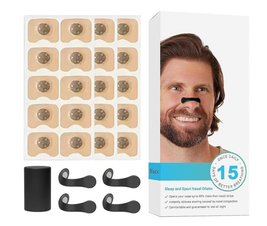 Magnetic Anti-Snoring Nose Clip (Pack of 15) | Nasal Strips for Breathing Relief | Sleep Aid Snore Stopper Device for Men & Women | Reusable Nose Dilator for Better Sleep & Easy Breathing