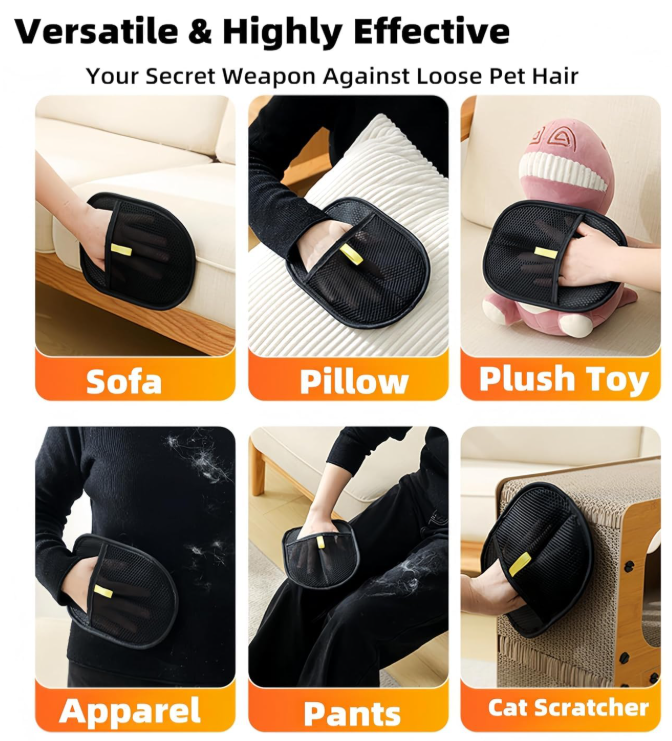 Canipel Pet Hair Remover Glove for Cats & Dogs, Electrostatic Pet Hair Removal Glove Mitt Cleaning Glove for Furniture, Carpets, Car Seats