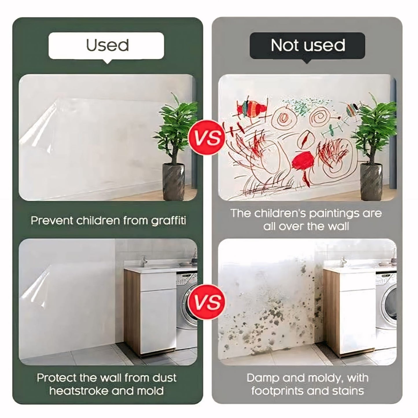 Self- Adhesive Transparent Electrostatic Wall Protection